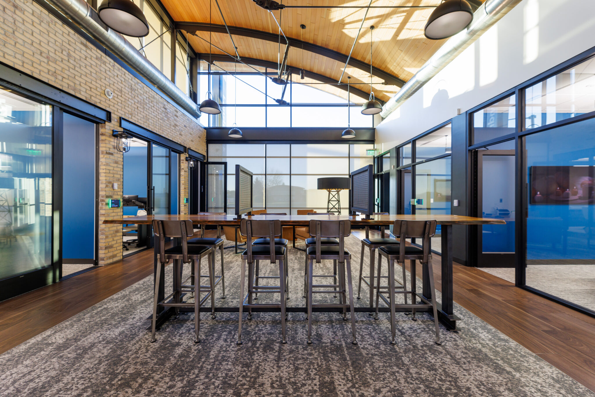 Commercial office interiors with architectural walls in Northeast Wisconsin by CJ & Associates, creating functional and flexible workplaces.